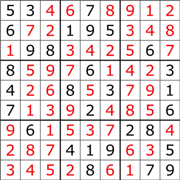 A completed sudoku puzzle