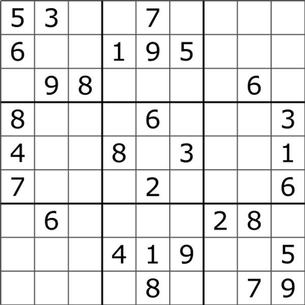 An incomplete sudoku puzzle