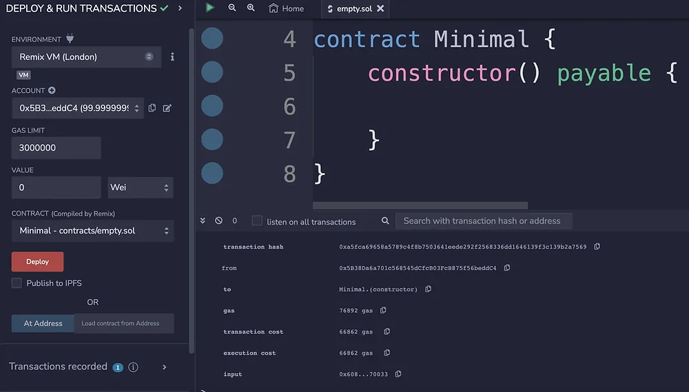 Smart contract creation cost