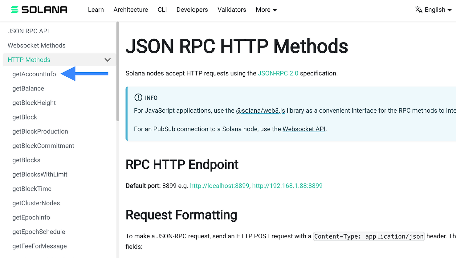 Solana JSON RPC HTTP Methods