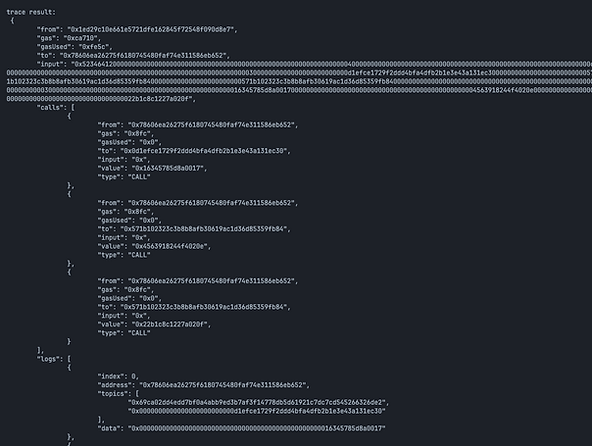Image of Trace Result using Geth's debug_traceTransaction
