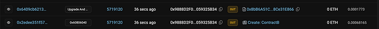Etherscan foundry upgrade transaction
