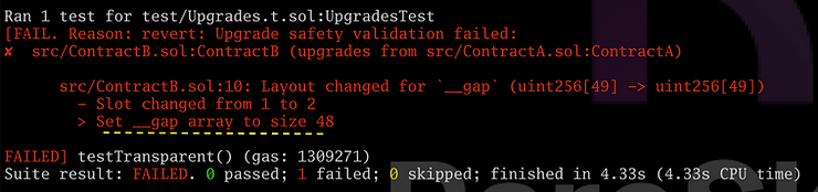 Error from OpenZeppelin for Gap Variable not reduced