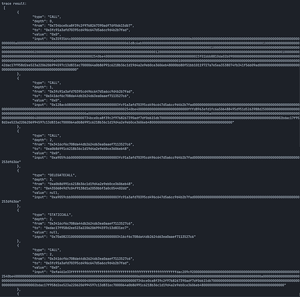 Image of trace result using ots_traceTransaction