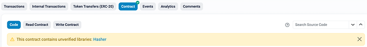 etherscan screenshot contains unverified code