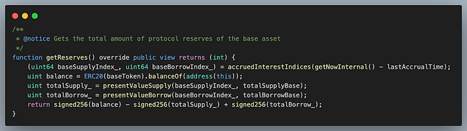 getReserves() function