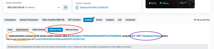 An image of Compound Finance proxy contract