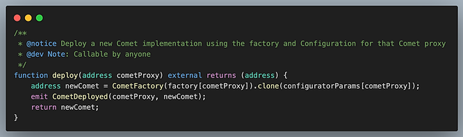 An image of Configurator.sol showing deploy()