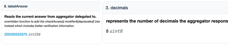 chainlink latestAnswer() function return
