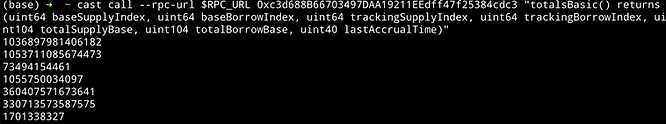 totalsBasic() query in foundry cast