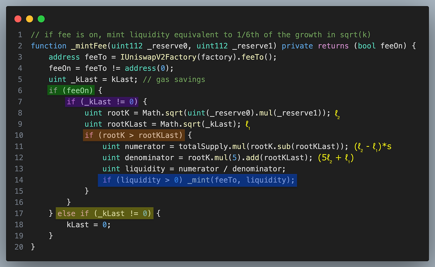 _mintFee() solidity code