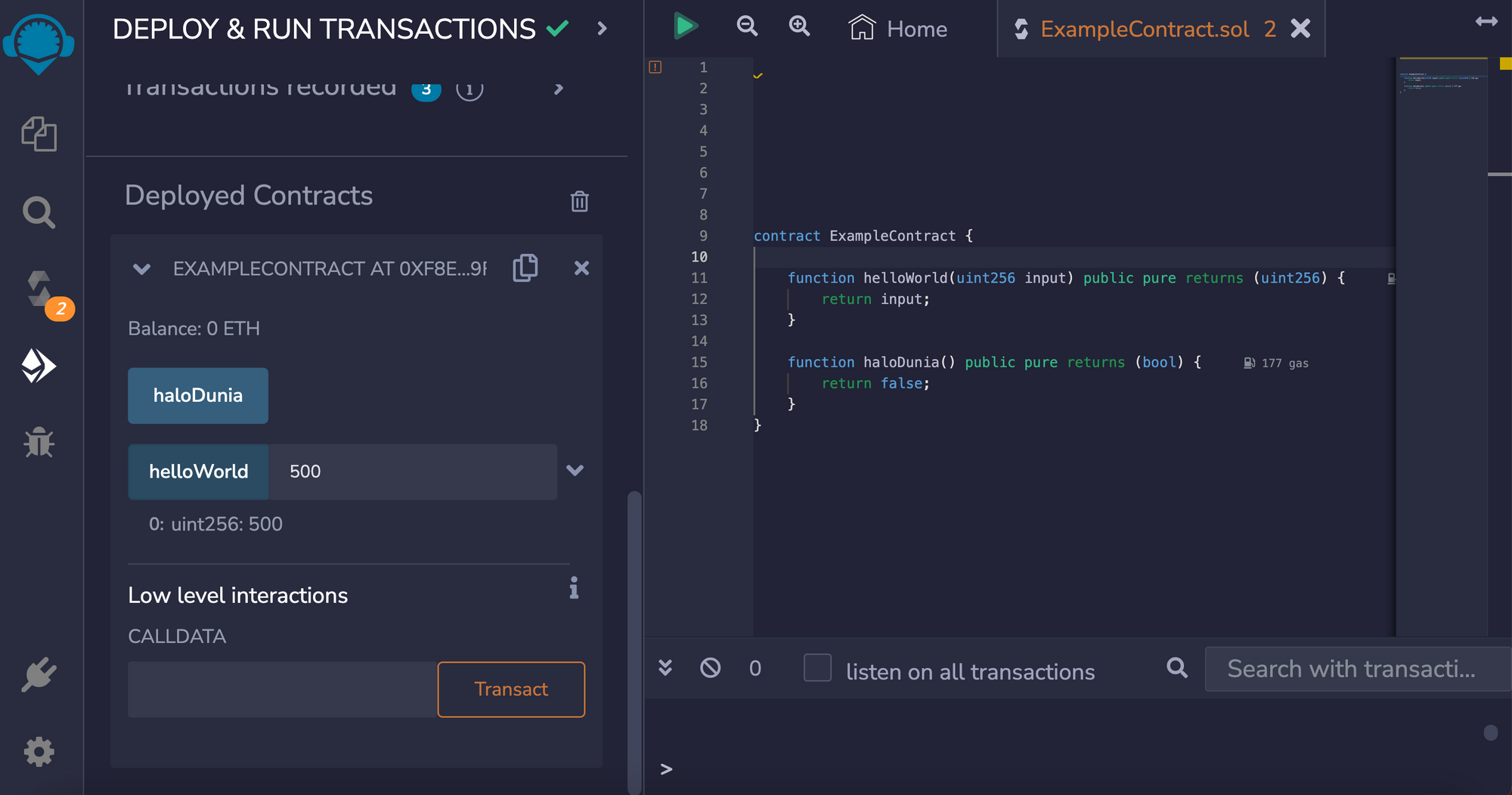 View function returning  avalue