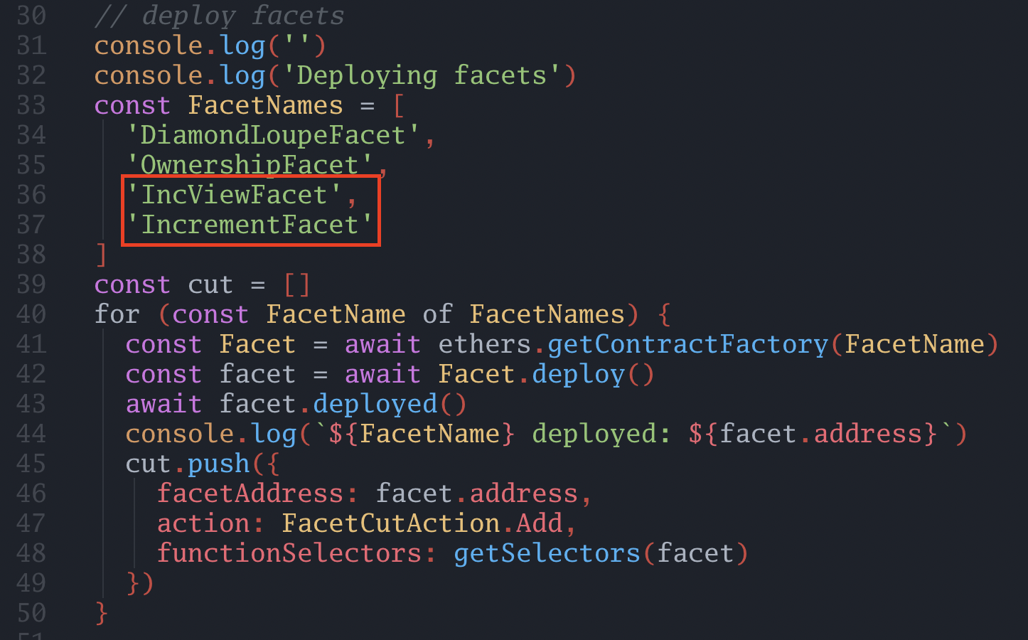 Highlighted code changes