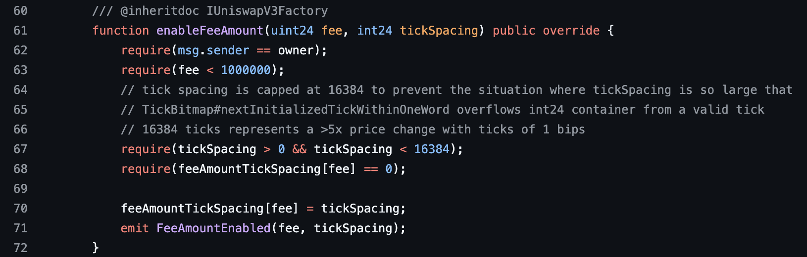 enable fee amount